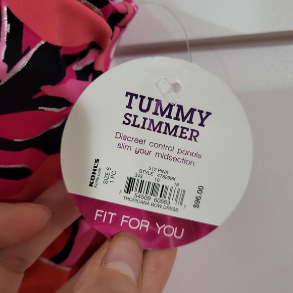 Swimdress Swimsuit Croft And Barrow Tropicana Bow Dress Floral Metallic Print - Picture 7 of 12